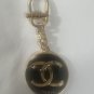 VINTAGE CHANEL Charm BLACK/Gold Color Key Ring - PRE-OWNED