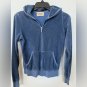 JUICY COUTURE WOMENS WARM FULL ZIP LONG SLEEVE HOODIE JACKET BLUE SIZE MEDIUM