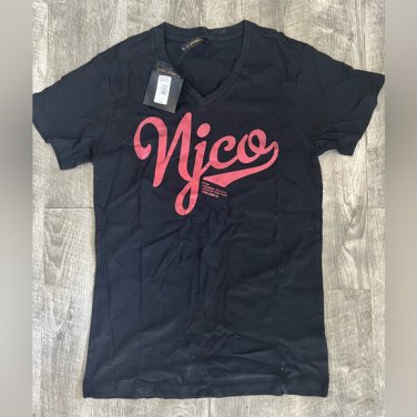 NUDIE JEANS CO V-NECK TEE TSHIRT ORGANIC BACKBONE BLACK SMALL NWT $48.00