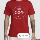 Nike Olympic Team USA Red T-Shirt Globes Playing Summer Sports Men’s L NWT $35