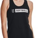 Under Armour Loose Softball Wordmark Bar Womens Tank Top Black Size XL NWT $30
