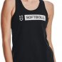 Under Armour Loose Softball Wordmark Bar Womens Tank Top Black Size XL NWT $30