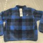 Nike Club Winterized Half-Zip Fleece Plaid Pullover Top Blue FZ0896-475 NWT $115