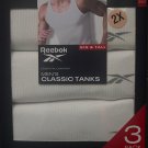 Reebok 3 Pack Big & Tall 100% Cotton Tank Top Undershirts White SIZE 2XLT NIB