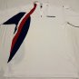 DIADORA DIADRY MEN'S SHORT SLEEVE 1/4 ZIP T-SHIRT WHITE/RED/BLUE SIZE SMALL