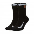 NIKE MULTIPLIER MAX TENNIS CREW SOCKS 2 PACK BLACK #SK0118-010 EXTRA LARGE NWT