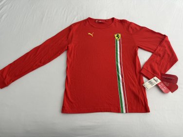 PUMA FERRARI LONG SLEEVE RED TEE 100% COTTON BOYS SIZE EXTRA LARGE NWT $42