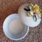 Lefton Taiwan Ceramic Trinket Box Flower Collectible www.thriftstoretreasures.com