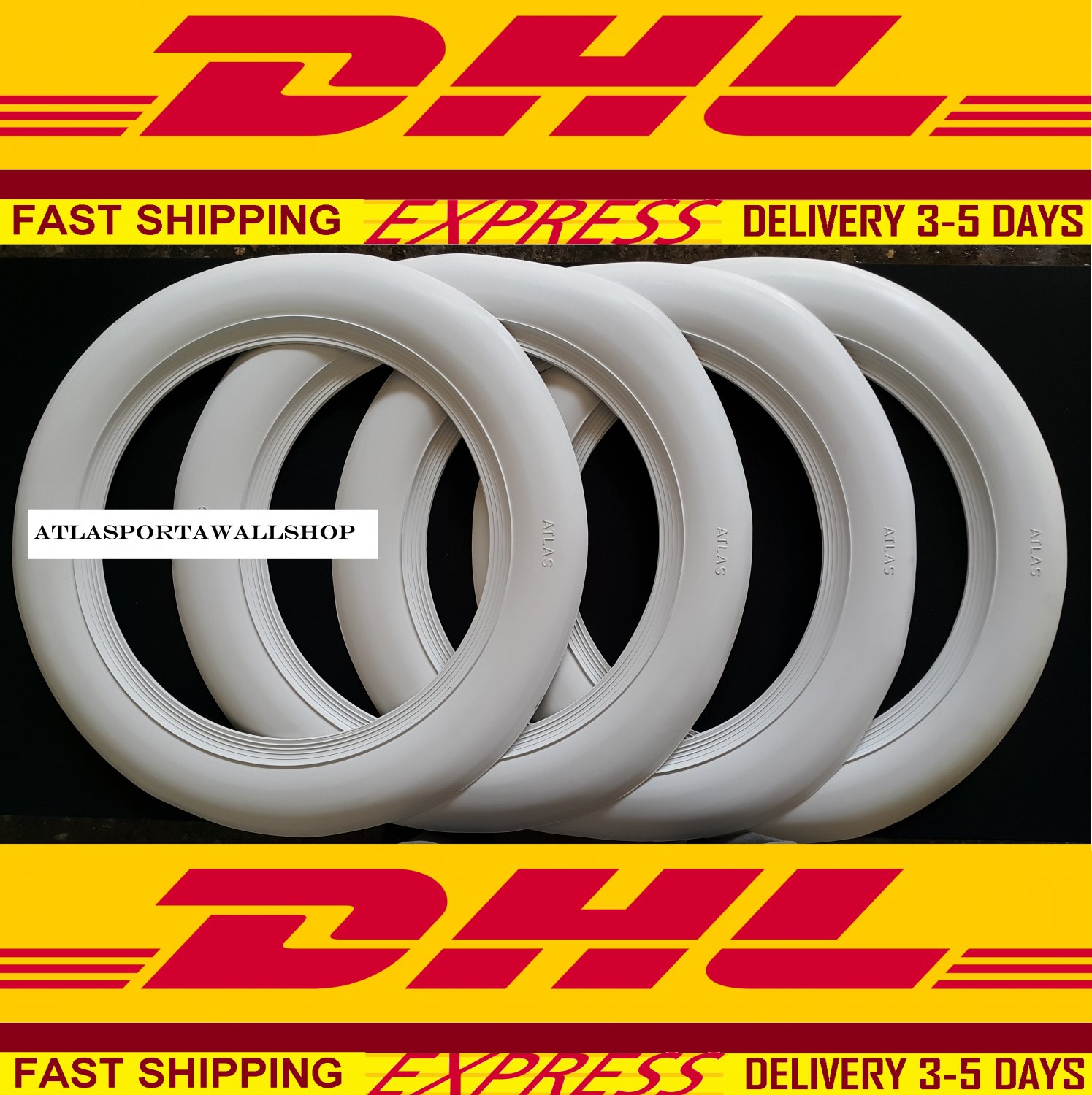 Atlas 12'' Add-On White Wall PORT-A-WALL Tyre insert Trim Set.,DHL Free Shipping 