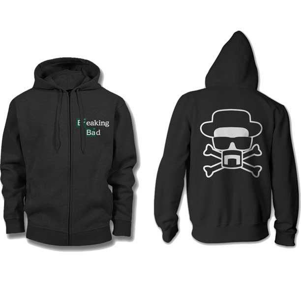 Breaking Bad Heisenberg Crossbones Zip Up Hoodie Jacket Shirt S