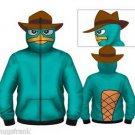 Phineas And Ferb Secret Agent Perry Costume Zip up Eye Holes Hoodie Jacket Shirt