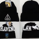 Harry Potter Deathly Hallows Ravenclaw Logo Cuff Black Knit Hat Nwt