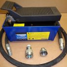 HYDRAULIC AIR FOOT PUMP 10,000 PSI FOR AUTO BODY FRAME AND PULLING POST FULL SET