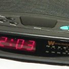 White-Westinghouse Battery Backup System AM/FM Nightstand Alarm Clock Radio