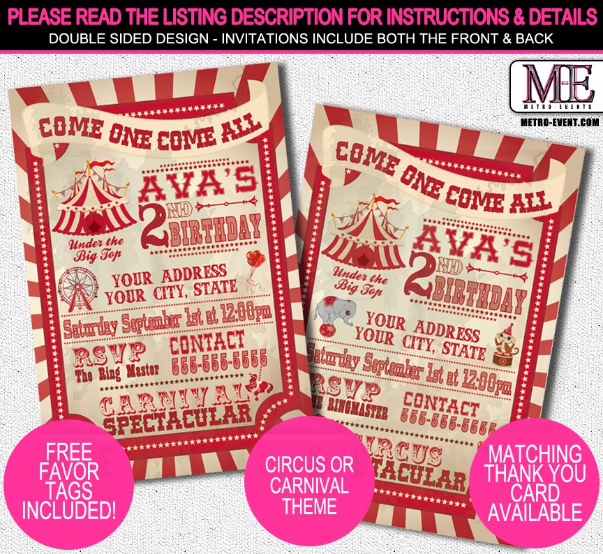 Carnival Birthday Invitations