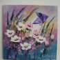 Meadow Butterfly Original Oil Painting Impasto Pink Purple Impression Palette knife Board EU Artist
