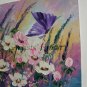 Meadow Butterfly Original Oil Painting Impasto Pink Purple Impression Palette knife Board EU Artist