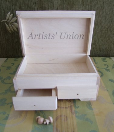 Wooden Box 2 Drawers Keepsake Decoupage Jewelry Organizer