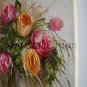 Pink Orange Roses Original Oil Painting Impasto Palette knife Textured Still life Vase Europe Artist