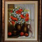 Still Life Original Oil Painting Red Poppies Fruits Impasto White Daisies Teacup Ceramic Jug EU Art