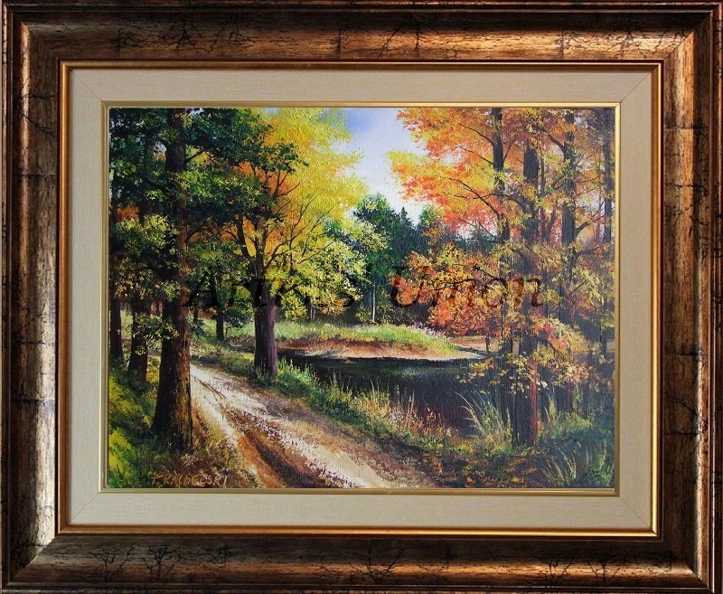 Fall Landscape Original Oil Painting Autumn Impasto Art Forest River ...