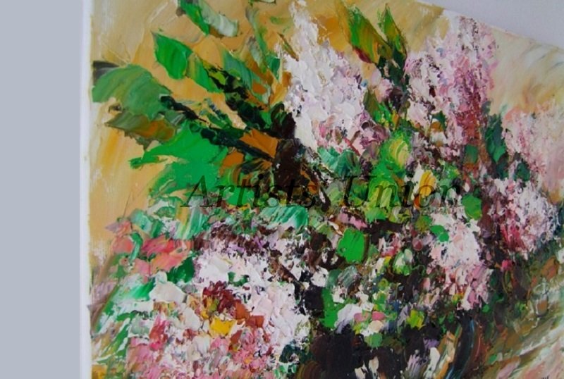 Lilacs Still life Original Oil Painting Impasto Flowers Textured ...