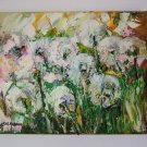 Dandelions Impasto Original Oil Painting Meadow Impression Wild Flower Palette knife EU Artist