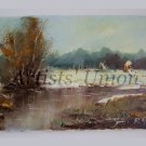Winter Original Oil Painting Landscape Impasto Haystacks River Forest Palette Knife EU Artist