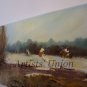 Winter Original Oil Painting Landscape Impasto Haystacks River Forest Palette Knife EU Artist