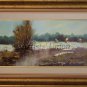 Winter Original Oil Painting Landscape Impasto Haystacks River Forest Palette Knife EU Artist