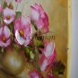 Wild Roses Original Oil Painting Still Life Pink Impasto Palette Knife Textured Fine Art