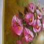 Wild Roses Original Oil Painting Still Life Pink Impasto Palette Knife Textured Fine Art