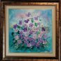 Violets Original Oil Painting Impasto Purple Flowers Textured Palette Knife Fine Art