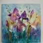 Irises Impasto Original Oil Painting Purple White Flowers Palette knife Textured Art Meadow Garden