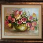 Roses Original Oil Painting Impasto Pink Yellow Still Life Palette Knife 3D Flowers