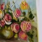 Roses Original Oil Painting Impasto Pink Yellow Still Life Palette Knife 3D Flowers
