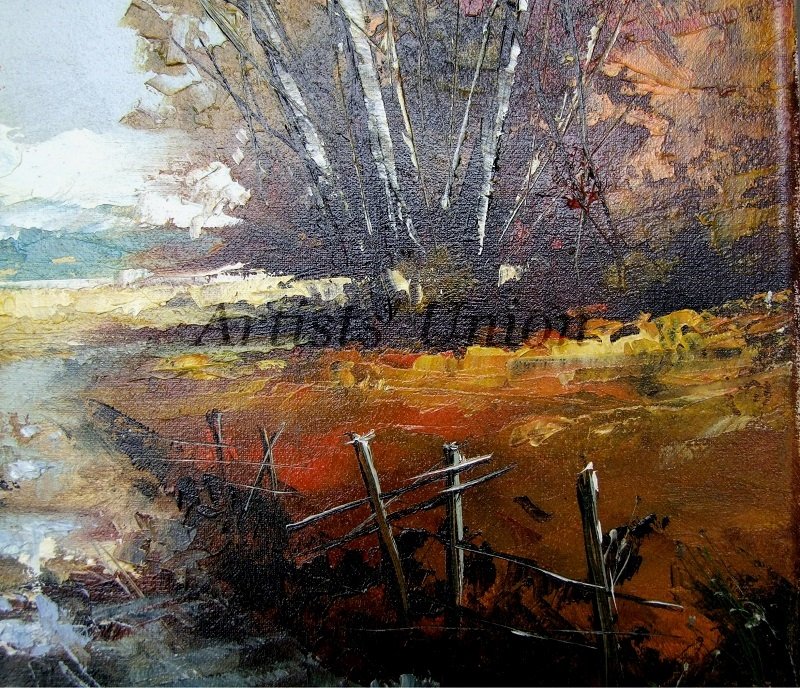 Golden Autumn Original Oil Painting Fall Forest Landscape Impasto ...