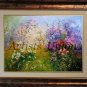Meadow Original Oil Painting Wild Flowers Daisies Impasto Pink Purple Yellow Palette Knife Textured