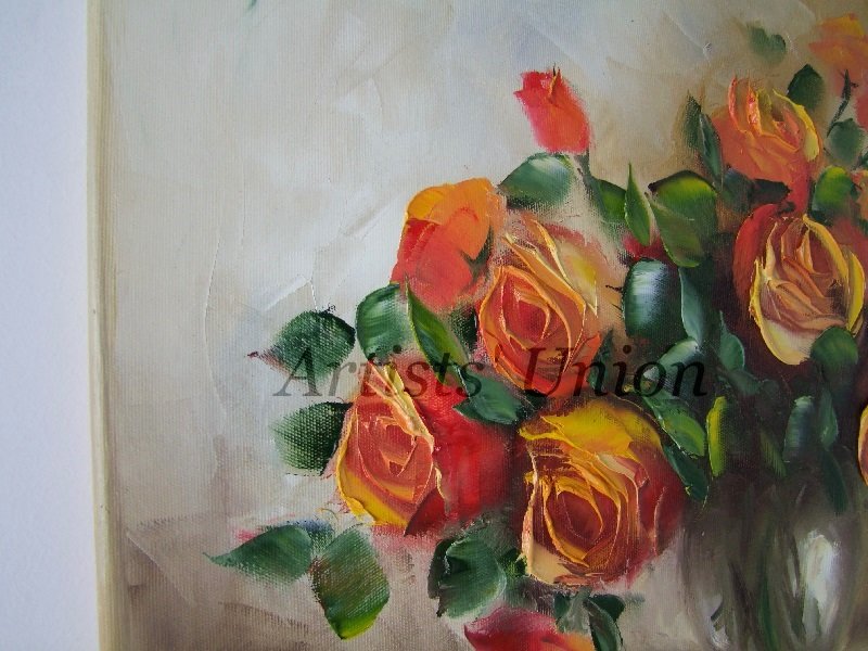 Orange Roses Original Oil Painting Still Life Textured Art Impasto ...