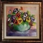 Pansies Original Oil Painting Textured Impasto Palette Knife Colorful Flowers Europe Artist Offer