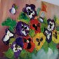 Pansies Original Oil Painting Textured Impasto Palette Knife Colorful Flowers Europe Artist Offer