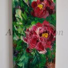 Peonies Original Oil Painting Crimson Peony Impasto Flowers Palette Knife Textured