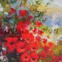 Meadow Original Oil Painting Red Poppies Impasto Floral Palette Knife Pink Purple Flowers Textured