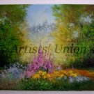 Meadow Landscape Original Oil Painting Palette Knife Wild Flowers Forest Impasto Textured Fine Art