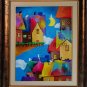 Magic City Original Oil Painting Fantasy Cityscape Abstract Nursery Fine Art Children Kids Baby Gift