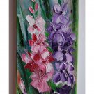 Pink Purple Mallows Original Oil Painting Malva Garden Flowers Palette Knife Still Life Fine Art
