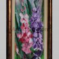 Pink Purple Mallows Original Oil Painting Malva Garden Flowers Palette Knife Still Life Fine Art