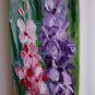 Pink Purple Mallows Original Oil Painting Malva Garden Flowers Palette Knife Still Life Fine Art
