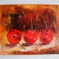 Cherries Original Oil Painting Impasto Red Fruits Impressionism Food Art Dinning Room Decor Linen