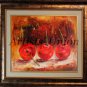 Cherries Original Oil Painting Impasto Red Fruits Impressionism Food Art Dinning Room Decor Linen